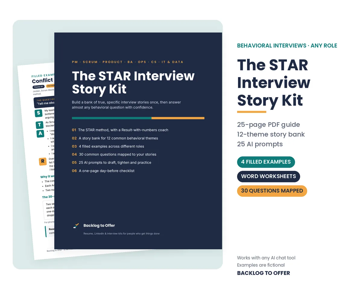 The STAR Interview Story Kit guide, worksheets and a filled example